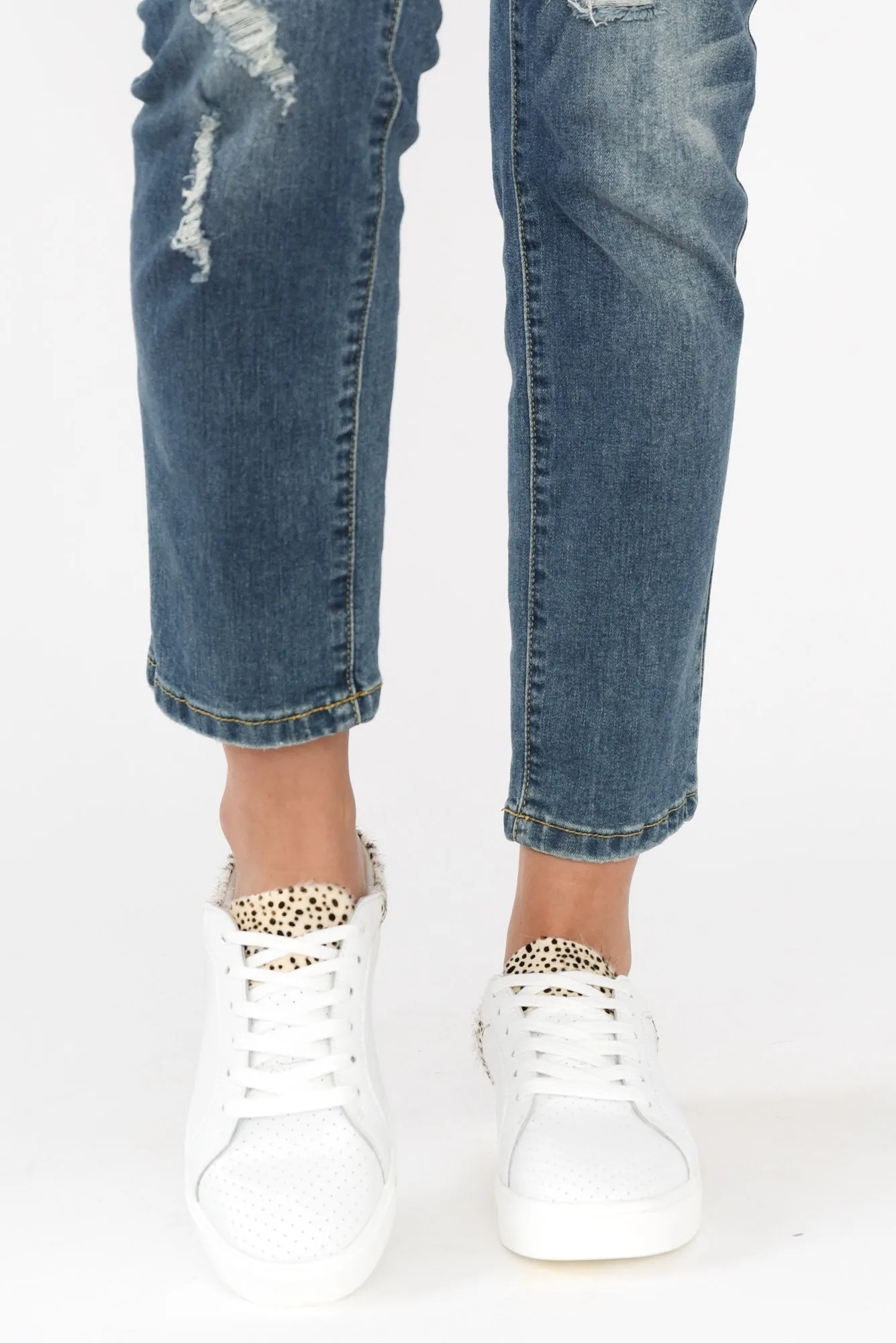 Nicky White Cheetah Leather Mule Sneaker sold by Blue Bungalow product image thumbnail 4