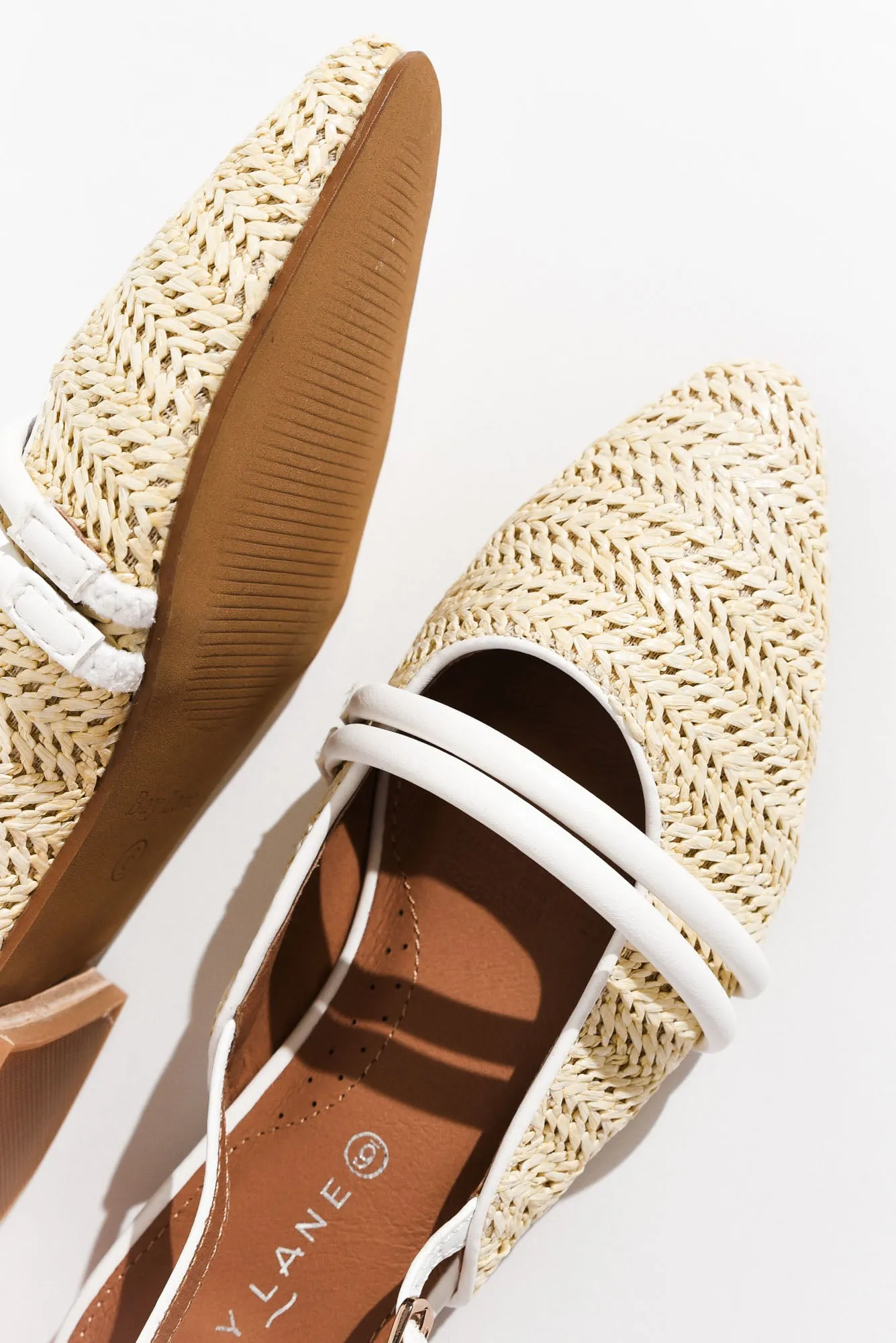 Abby Cream Raffia Leather Slingback Mule sold by Blue Bungalow product image thumbnail 5