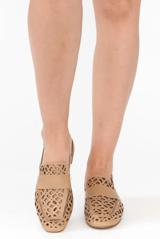 Prima Taupe Leather Slingback Loafer sold by Blue Bungalow