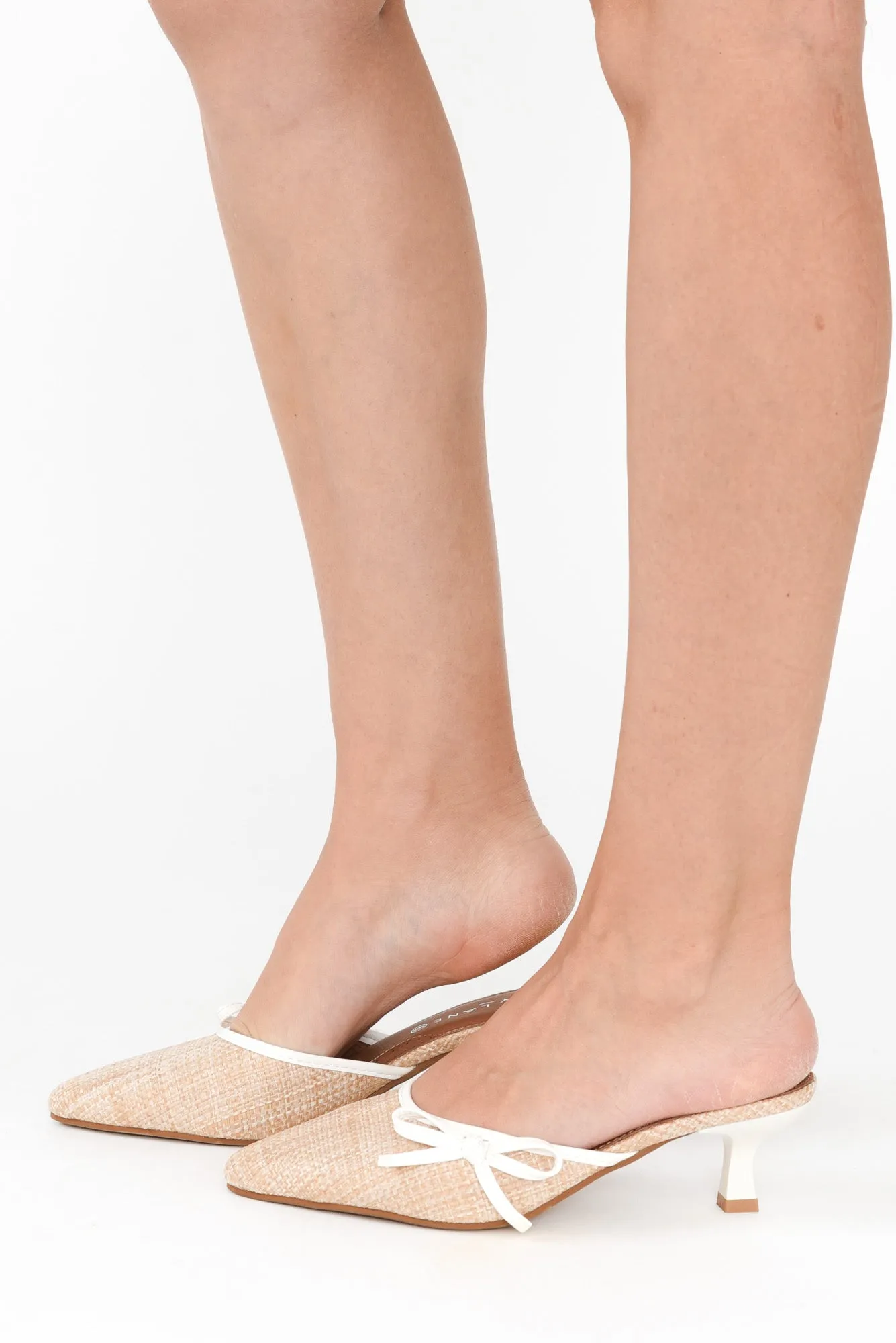 Spender Cream Raffia Leather Heel sold by Blue Bungalow