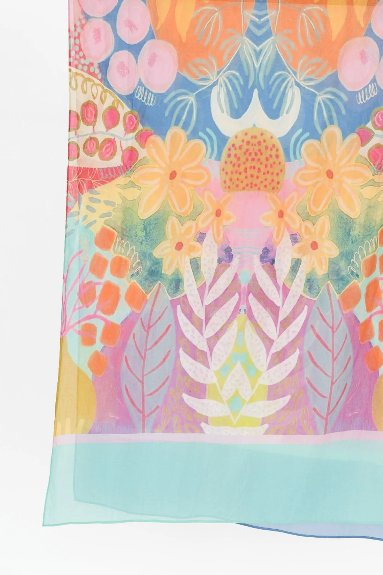 Kaia Blue Floral Cotton Scarf sold by Blue Bungalow product image thumbnail 3