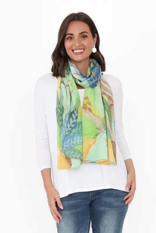 Fiona Green Leaf Scarf sold by Blue Bungalow