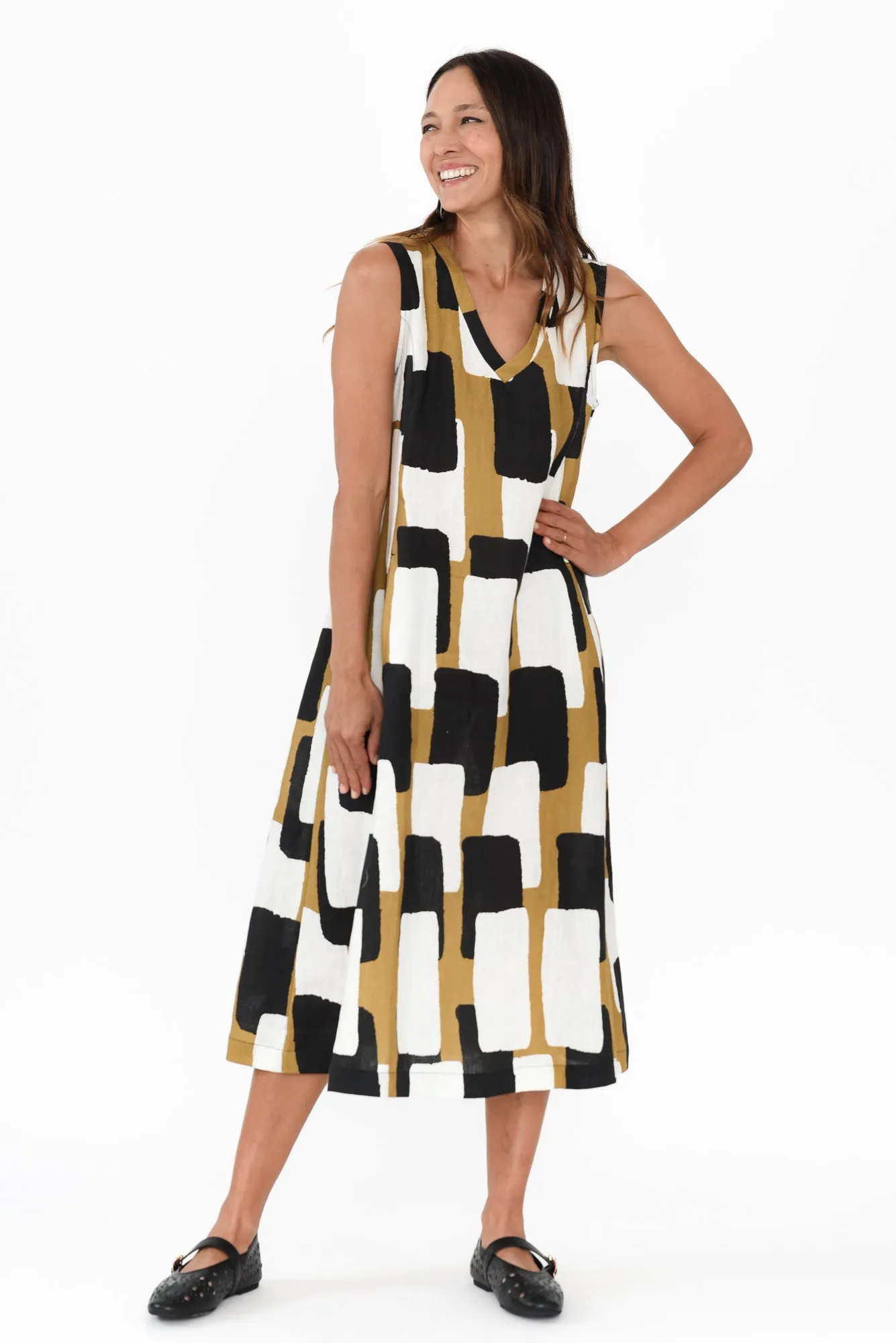 Joanne Geo Linen Dress sold by Blue Bungalow