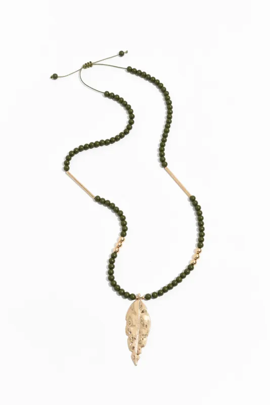 Fidan Green Leaf Pendant Necklace sold by Blue Bungalow