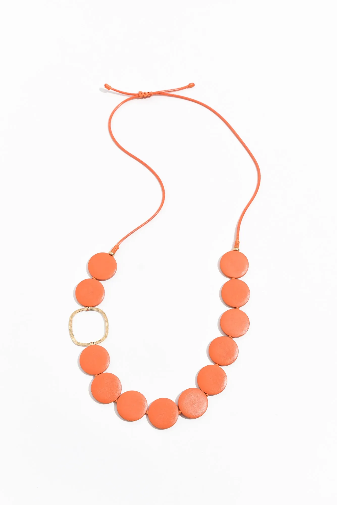 Vani Orange Wooden Bead Necklace sold by Blue Bungalow