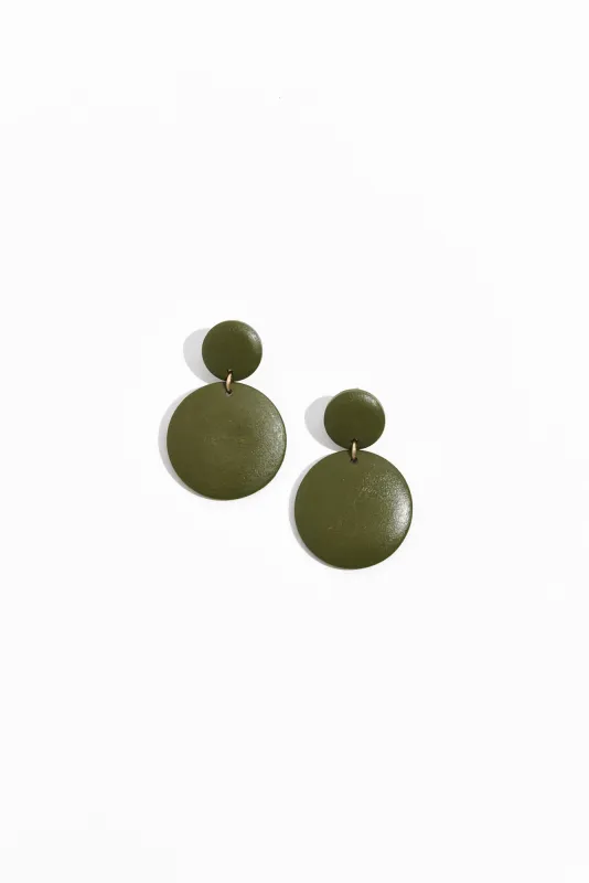 Akori Green Wood Circle Earrings sold by Blue Bungalow