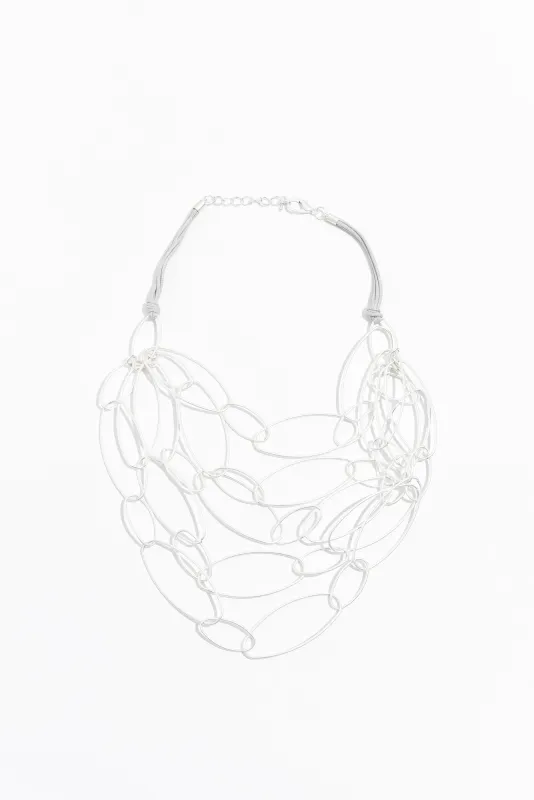 Sara Silver Linked Necklace sold by Blue Bungalow