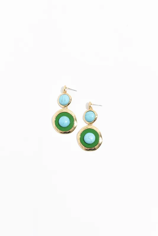 Elk Teal Stone Drop Earrings sold by Blue Bungalow