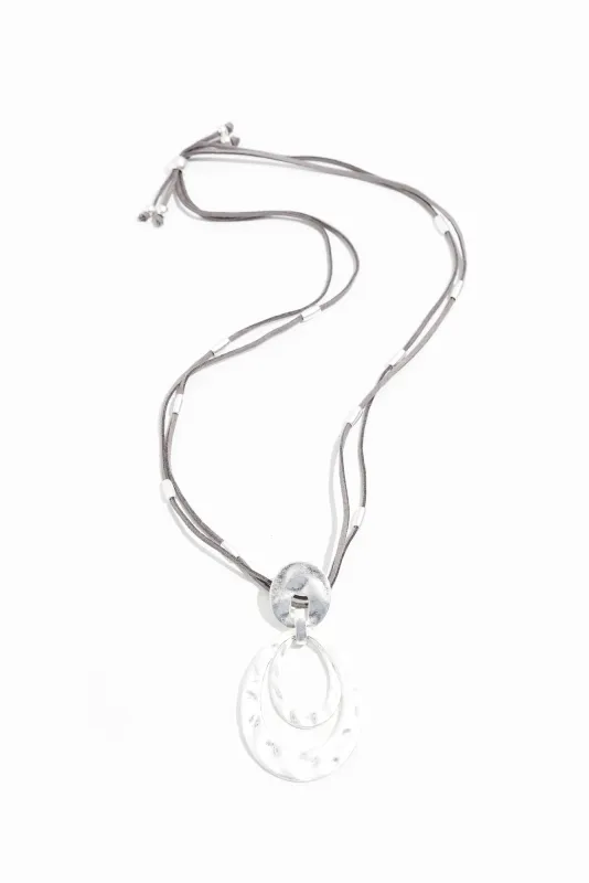 Desiree Silver Disc Pendant Necklace sold by Blue Bungalow