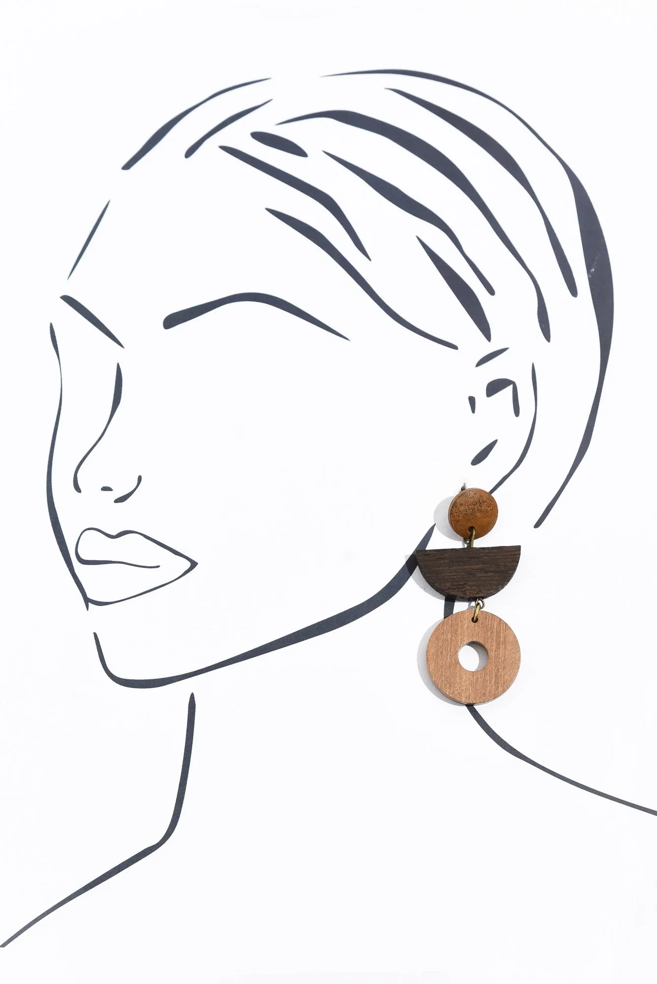 Mu Brown Wood Beaded Earrings sold by Blue Bungalow product image thumbnail 2