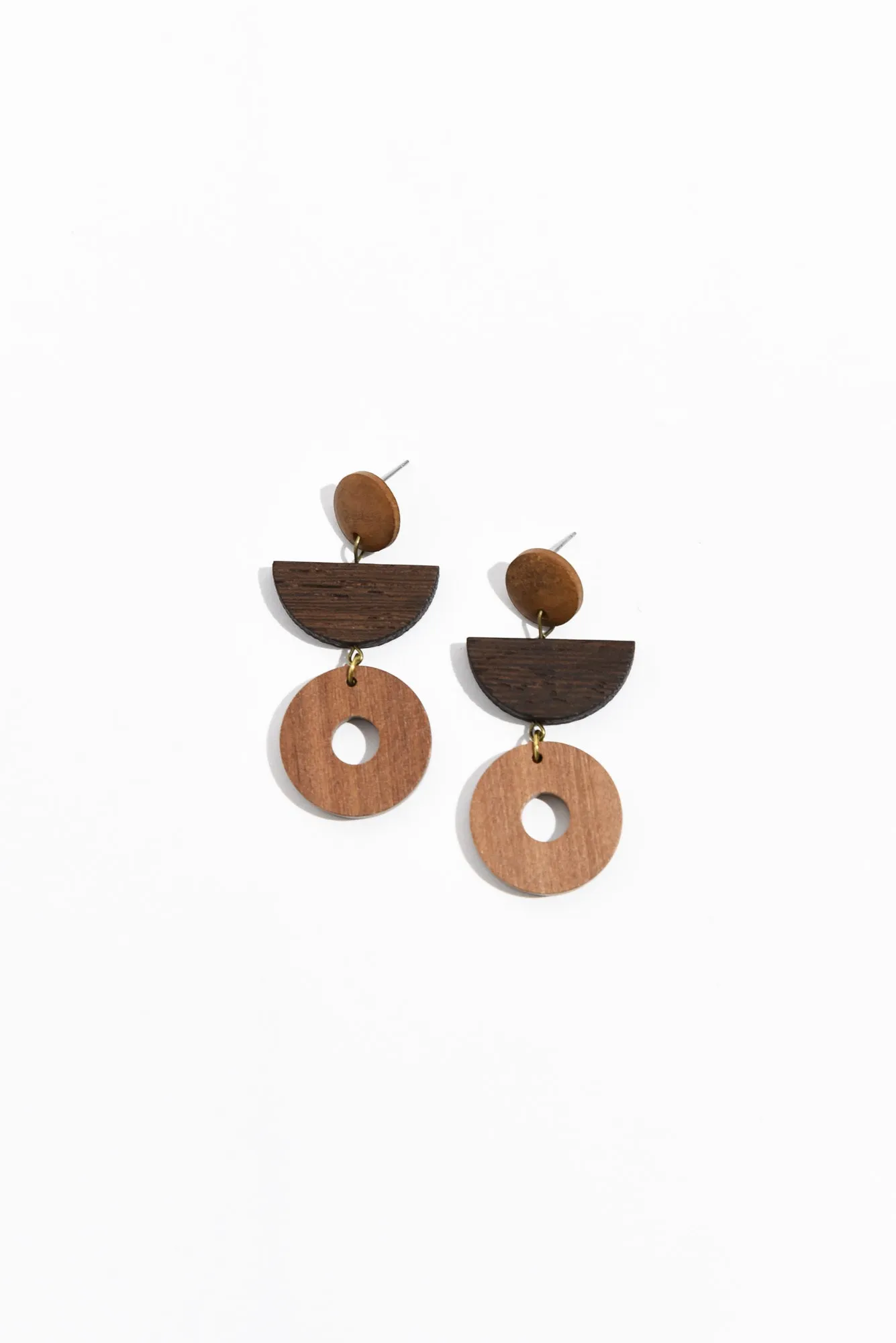 Mu Brown Wood Beaded Earrings sold by Blue Bungalow