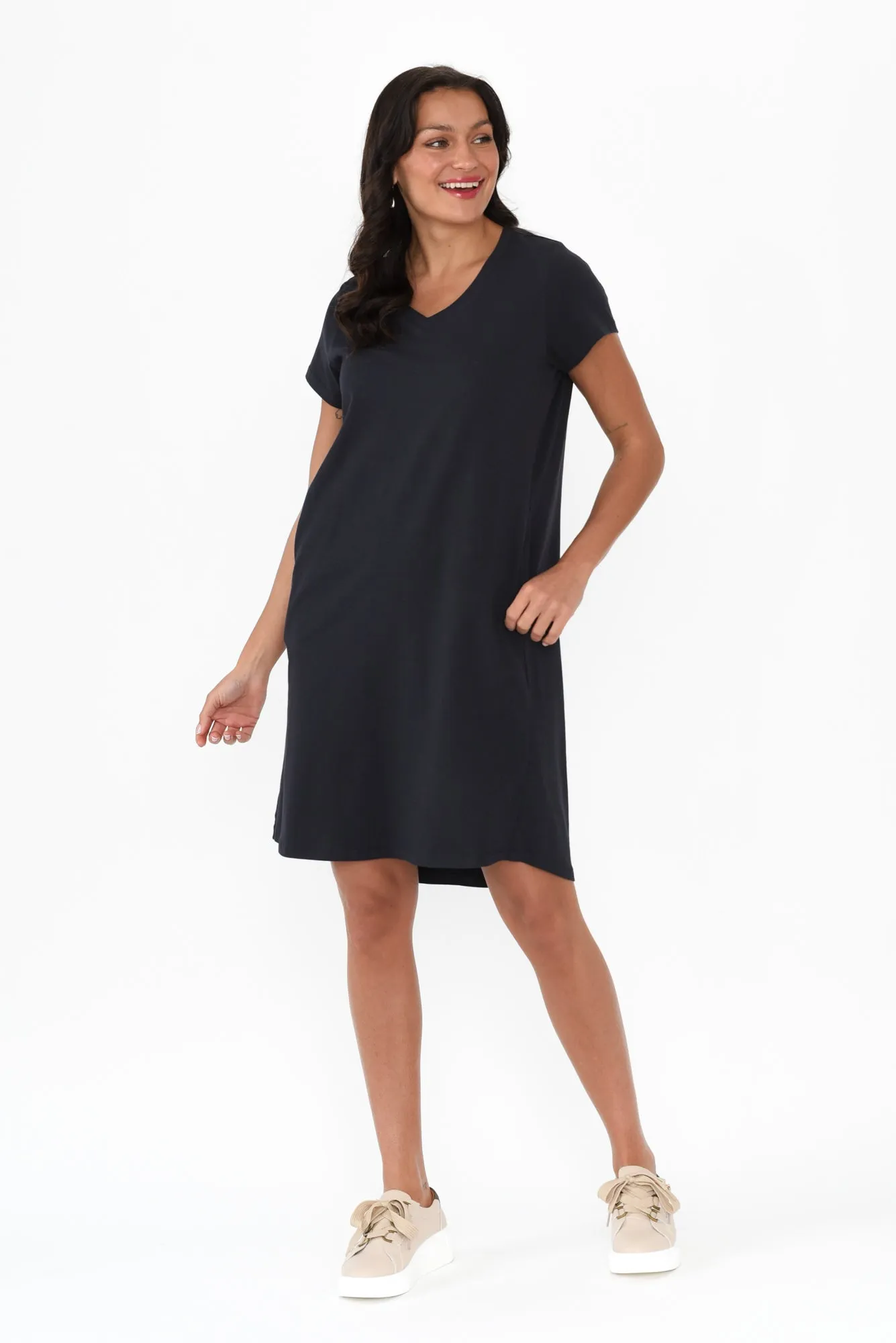 Harley Navy Cotton Tee Dress sold by Blue Bungalow