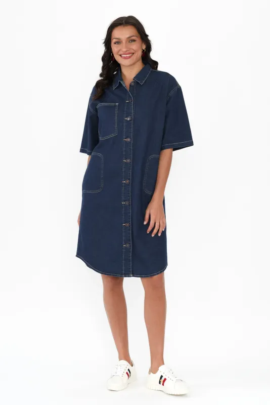 Jenna Blue Denim Shirt Dress sold by Blue Bungalow