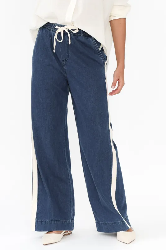 Melina Blue Stripe Drawstring Jeans sold by Blue Bungalow