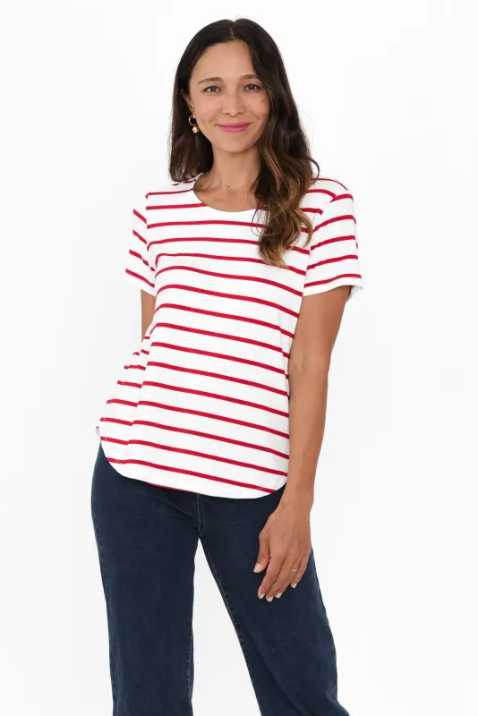Janis Berry Stripe Bamboo Tee sold by Blue Bungalow