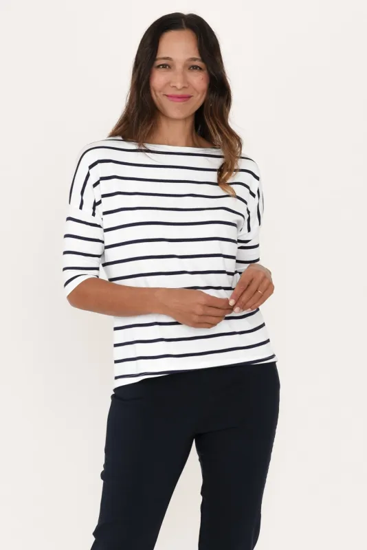 Camila White Stripe Bamboo Top sold by Blue Bungalow