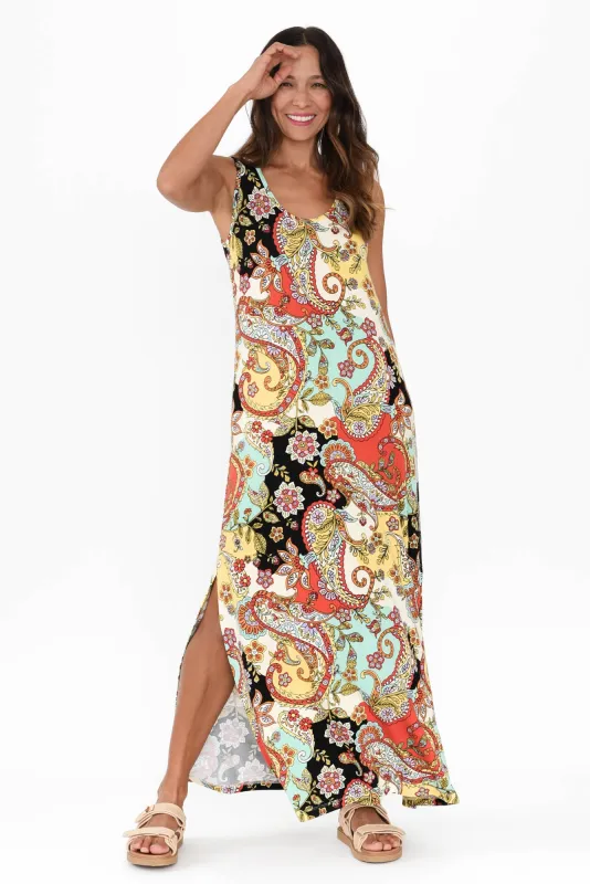 Janet Rust Paisley Bamboo Maxi Dress sold by Blue Bungalow