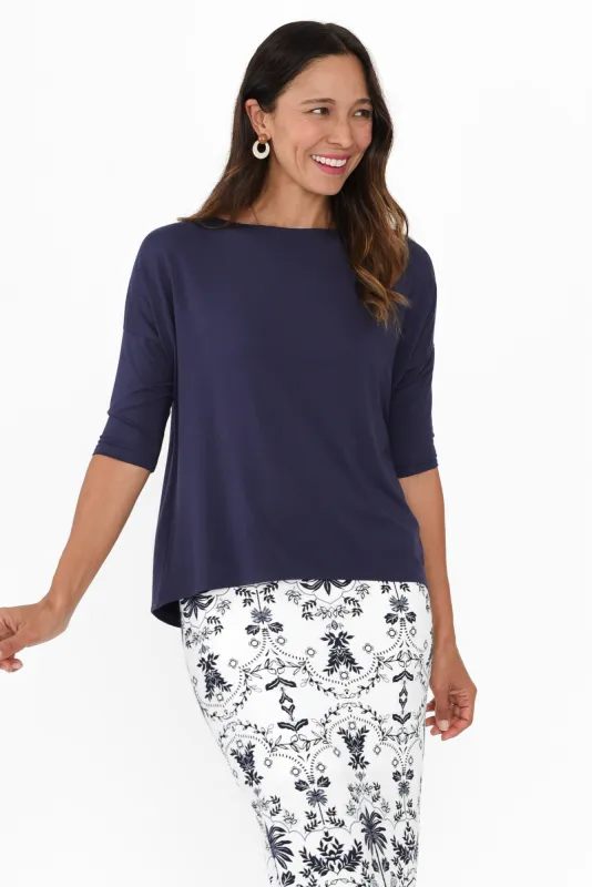 Camila Dark Blue Bamboo Top sold by Blue Bungalow