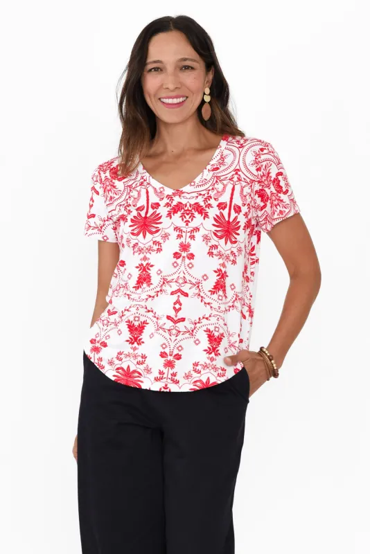 Veronica Berry Palm Bamboo Tee sold by Blue Bungalow