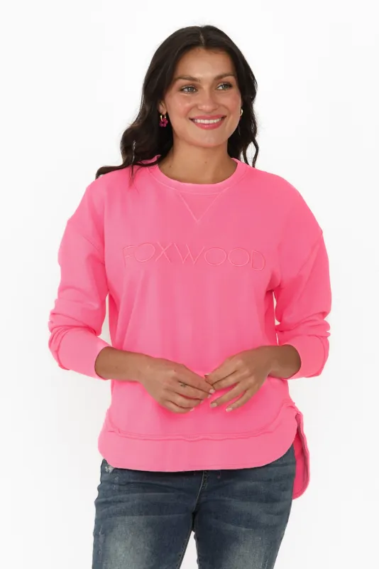 Simplified Bright Pink Crewneck Sweatshirt sold by Blue Bungalow