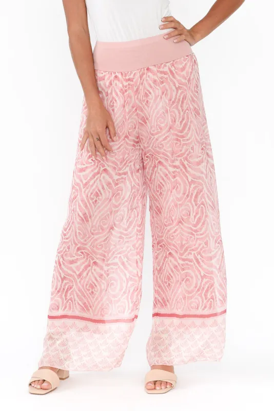 Reba Pink Abstract Silk Layer Pants sold by Blue Bungalow
