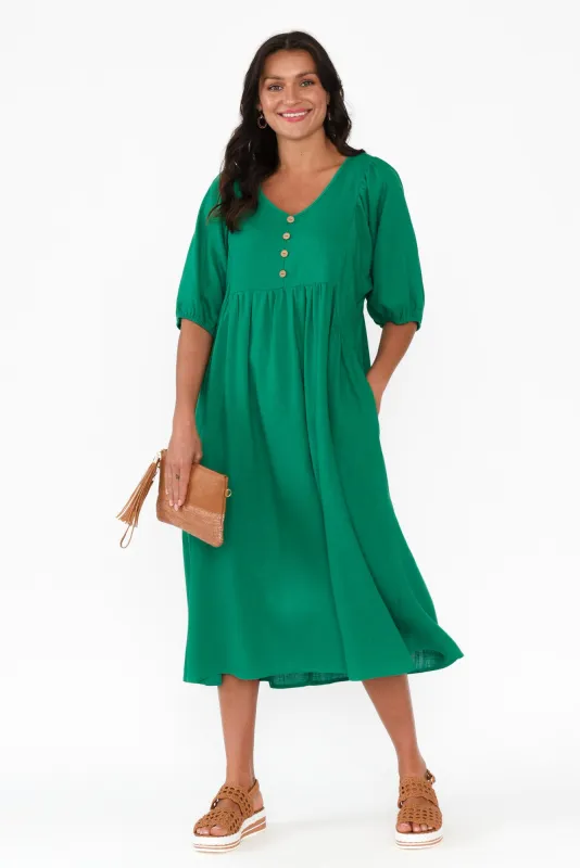 Bethany Green Pocket Midi Dress sold by Blue Bungalow