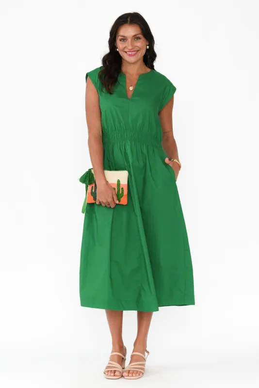 Nelly Green Cotton Midi Dress sold by Blue Bungalow