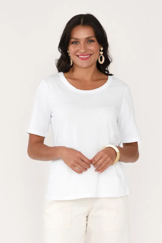 Riley White Cotton Tee sold by Blue Bungalow