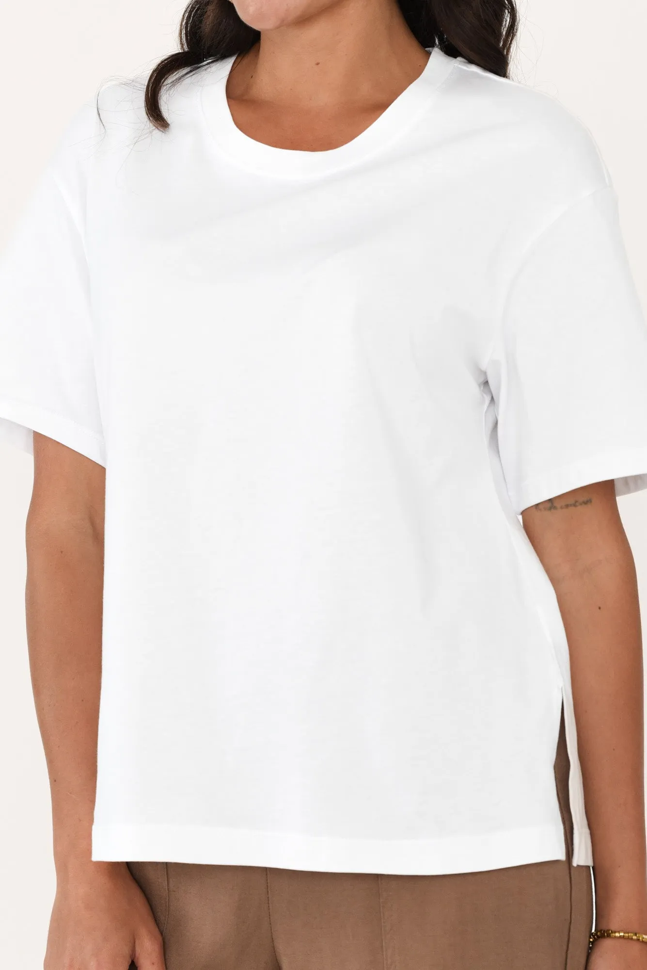 Relax White Cotton Tee sold by Blue Bungalow product image thumbnail 5
