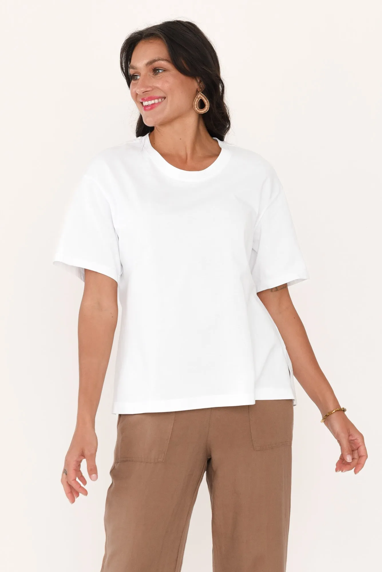 Relax White Cotton Tee sold by Blue Bungalow