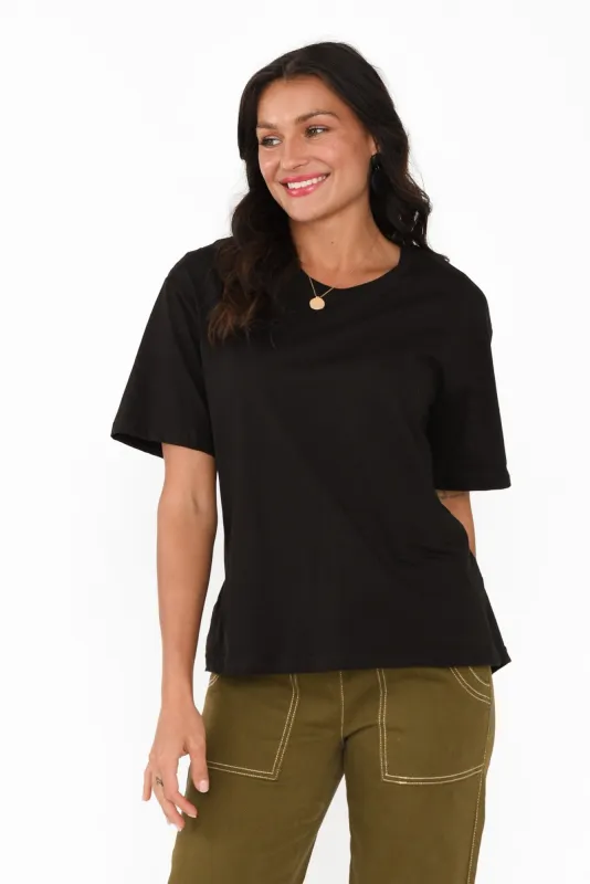 Relax Black Cotton Tee sold by Blue Bungalow