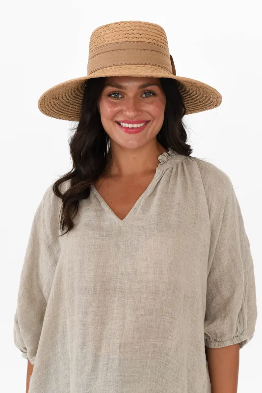 Hayman Camel Raffia Capeline sold by Blue Bungalow