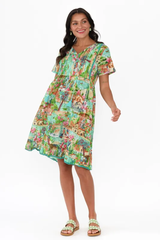 Marisol Green Coastal Crinkle Cotton Dress sold by Blue Bungalow