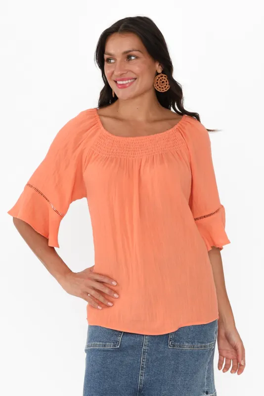 Patina Orange Shirred Top made by Willow Tree