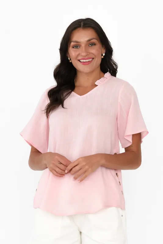 Bari Blush Linen Button Top sold by Blue Bungalow