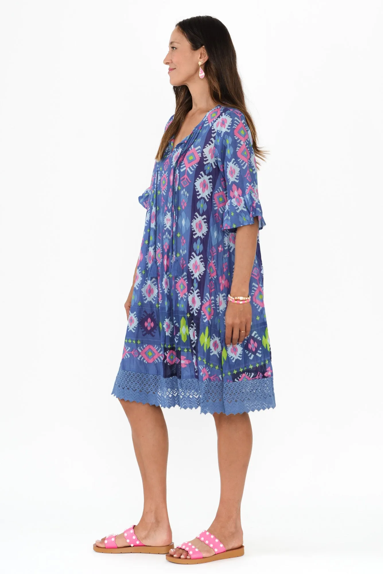 Cayman Navy Geo Cotton Tunic Dress sold by Blue Bungalow product image thumbnail 3