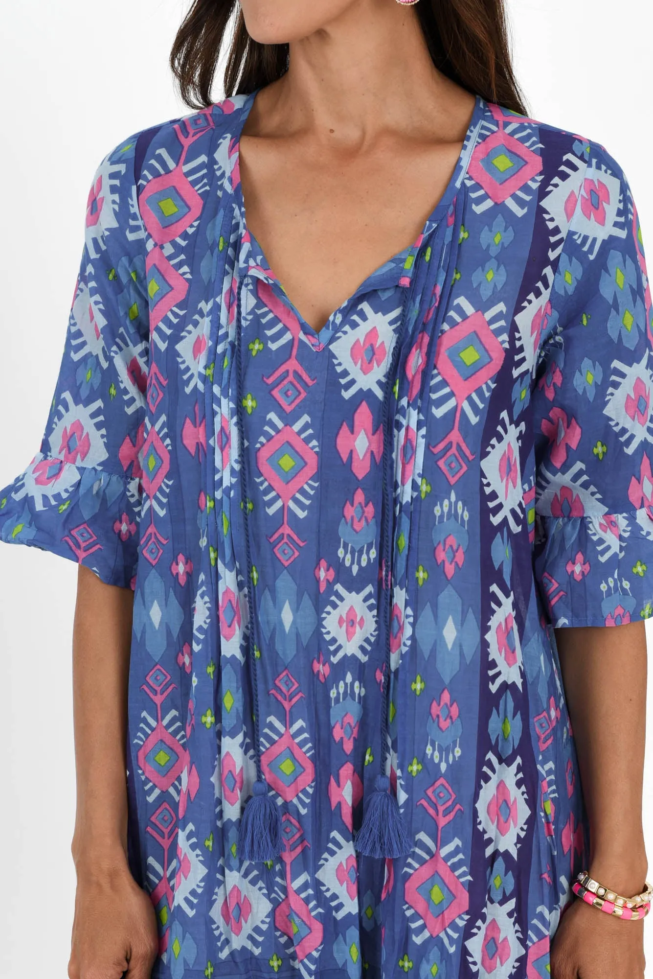 Cayman Navy Geo Cotton Tunic Dress sold by Blue Bungalow product image thumbnail 5