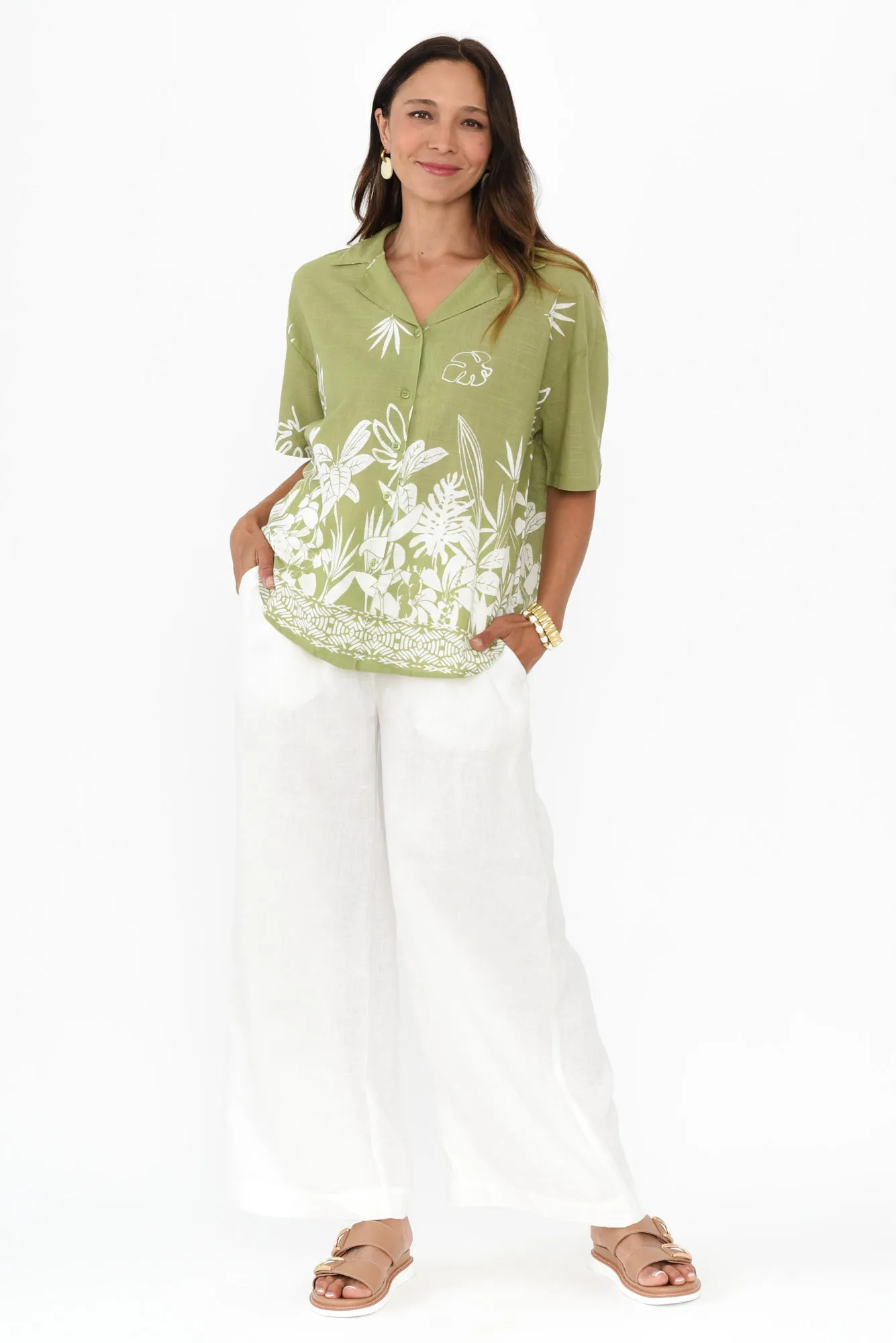 Cara Olive Garden Cotton Collared Top sold by Blue Bungalow product image thumbnail 2