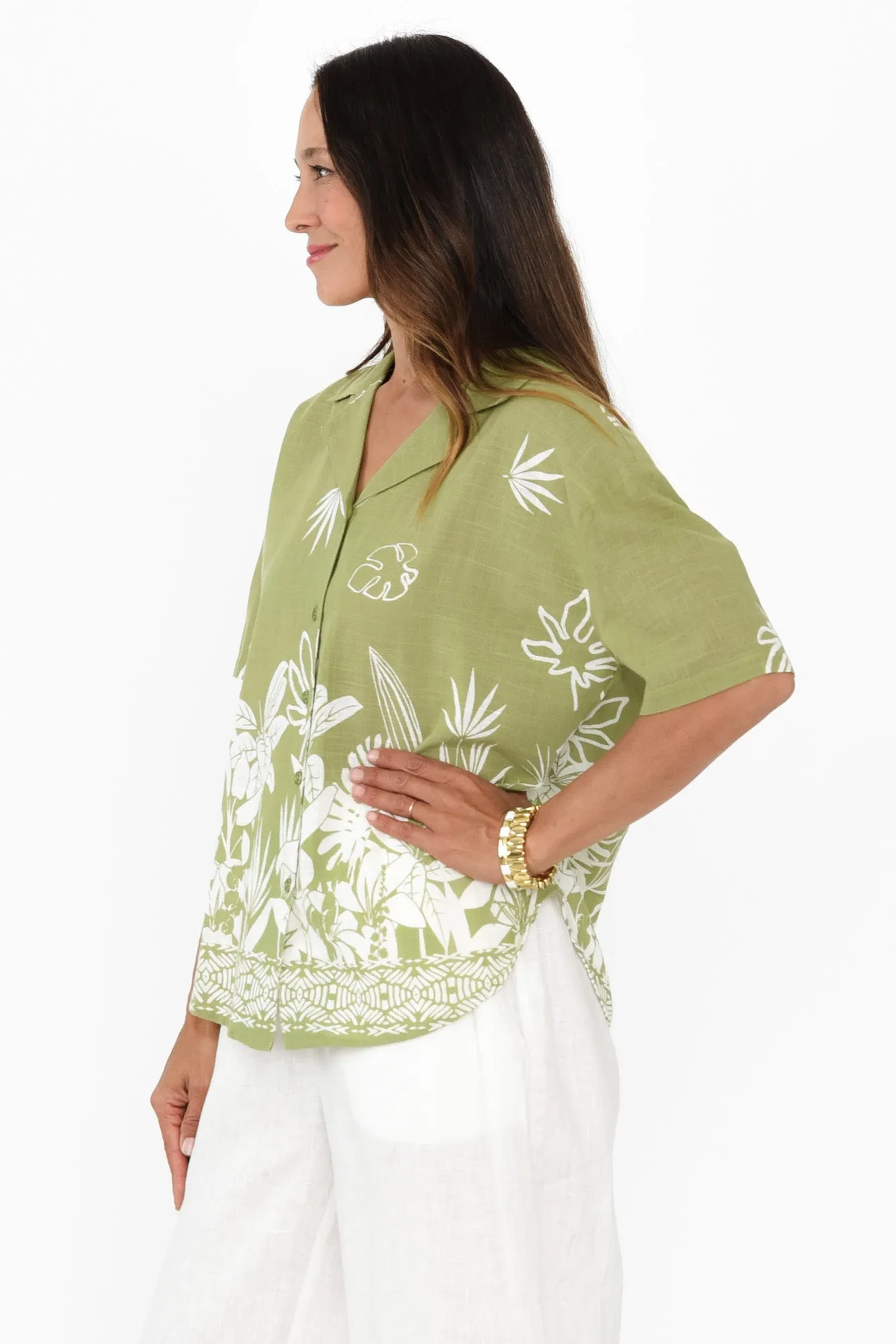 Cara Olive Garden Cotton Collared Top sold by Blue Bungalow product image thumbnail 3