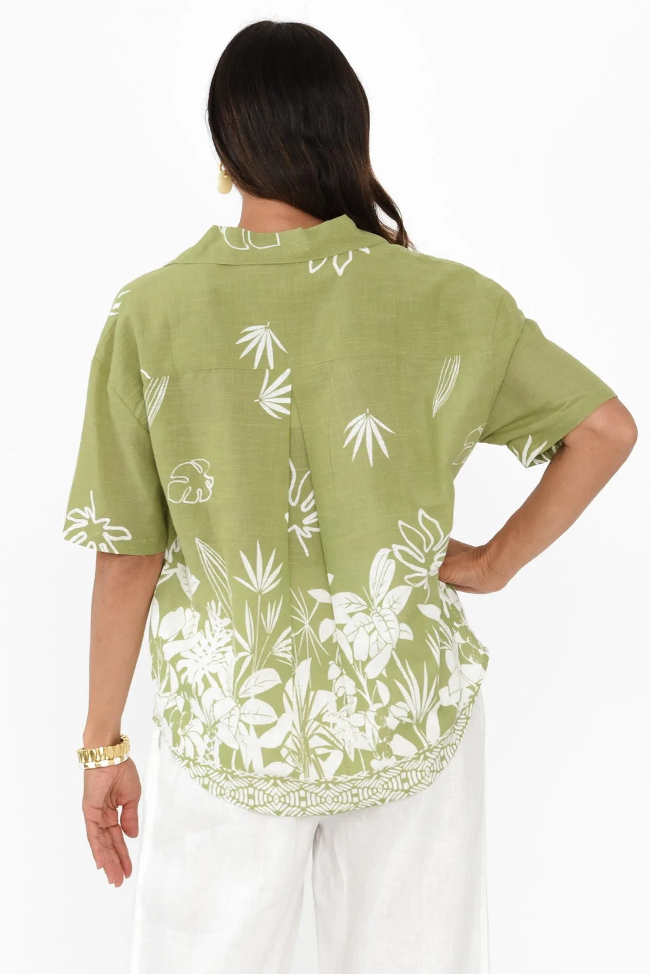 Cara Olive Garden Cotton Collared Top sold by Blue Bungalow product image thumbnail 4