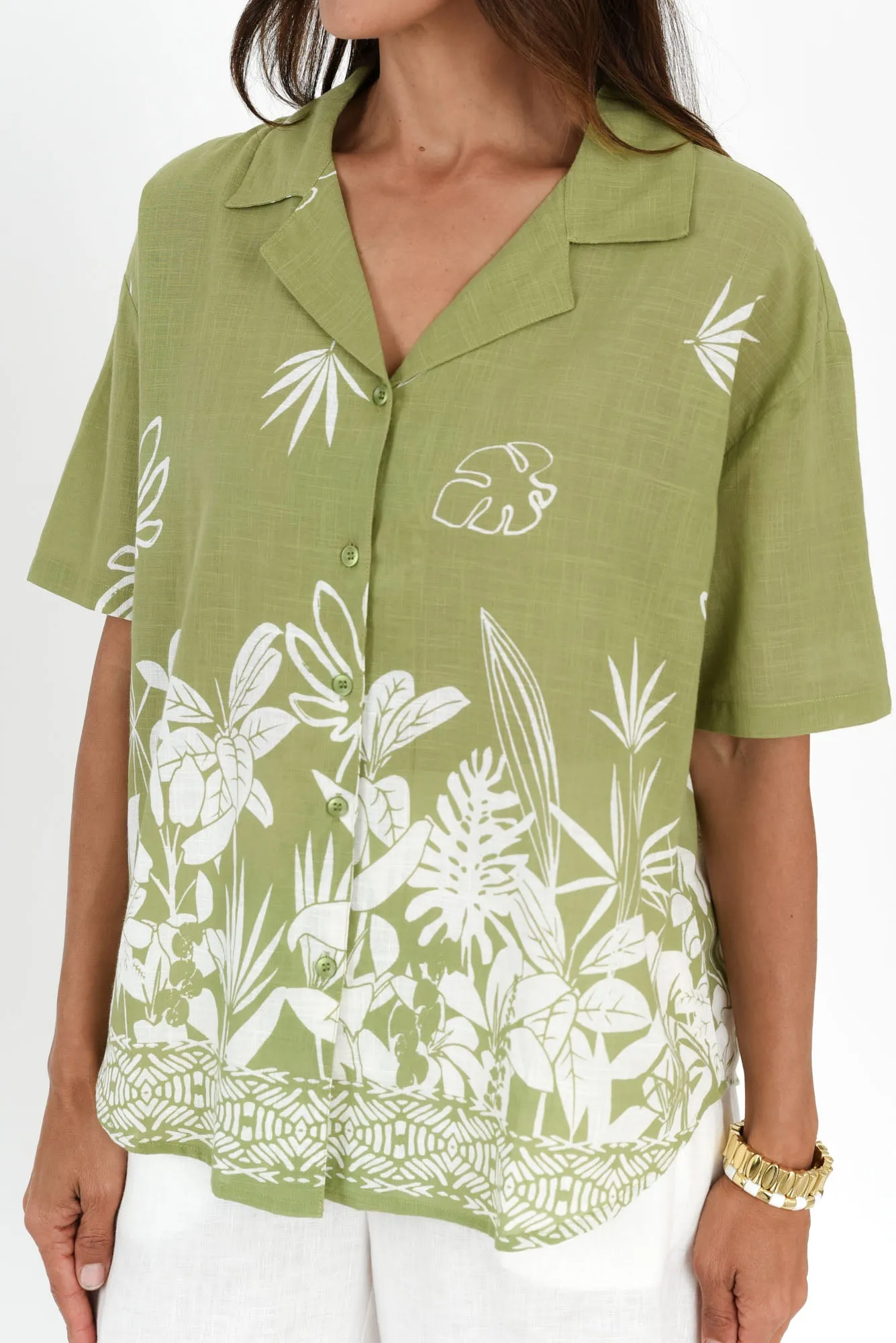 Cara Olive Garden Cotton Collared Top sold by Blue Bungalow product image thumbnail 5