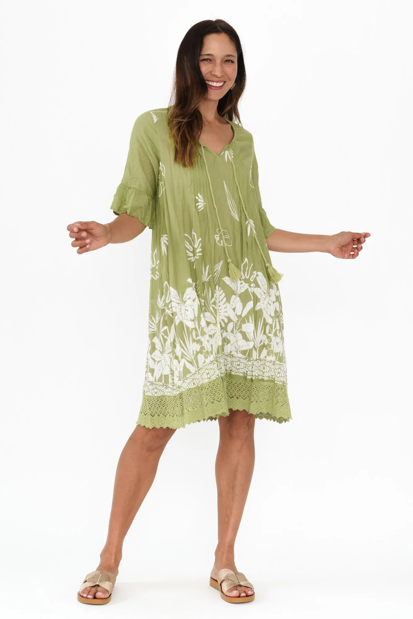 Cayman Olive Garden Cotton Tunic Dress sold by Blue Bungalow product image thumbnail 2
