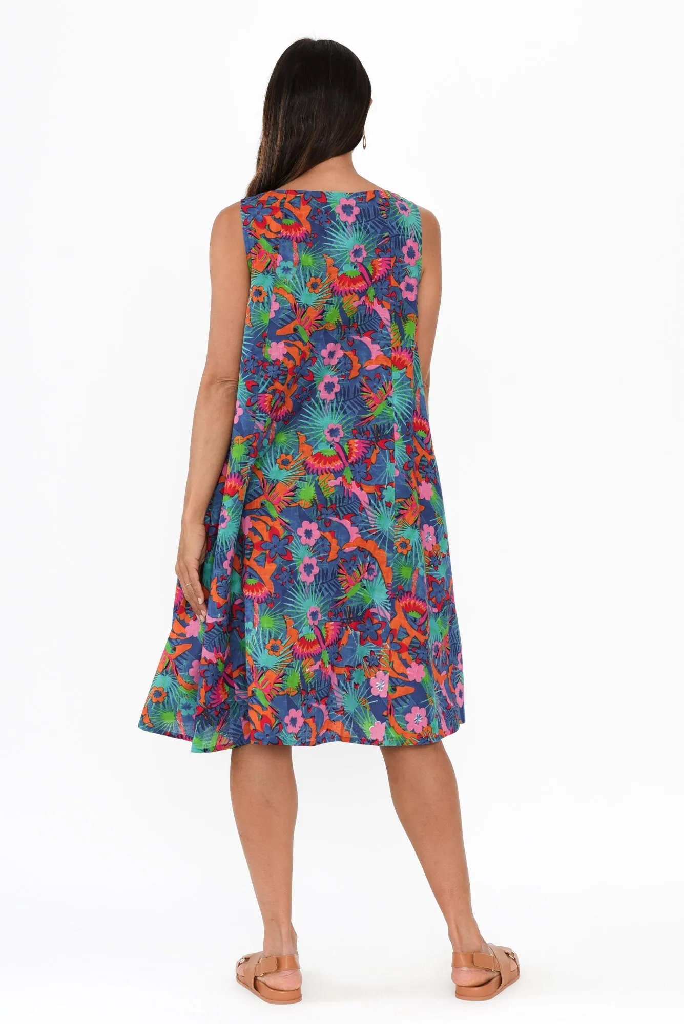 Enya Aqua Flower Crinkle Cotton Dress sold by Blue Bungalow product image thumbnail 4