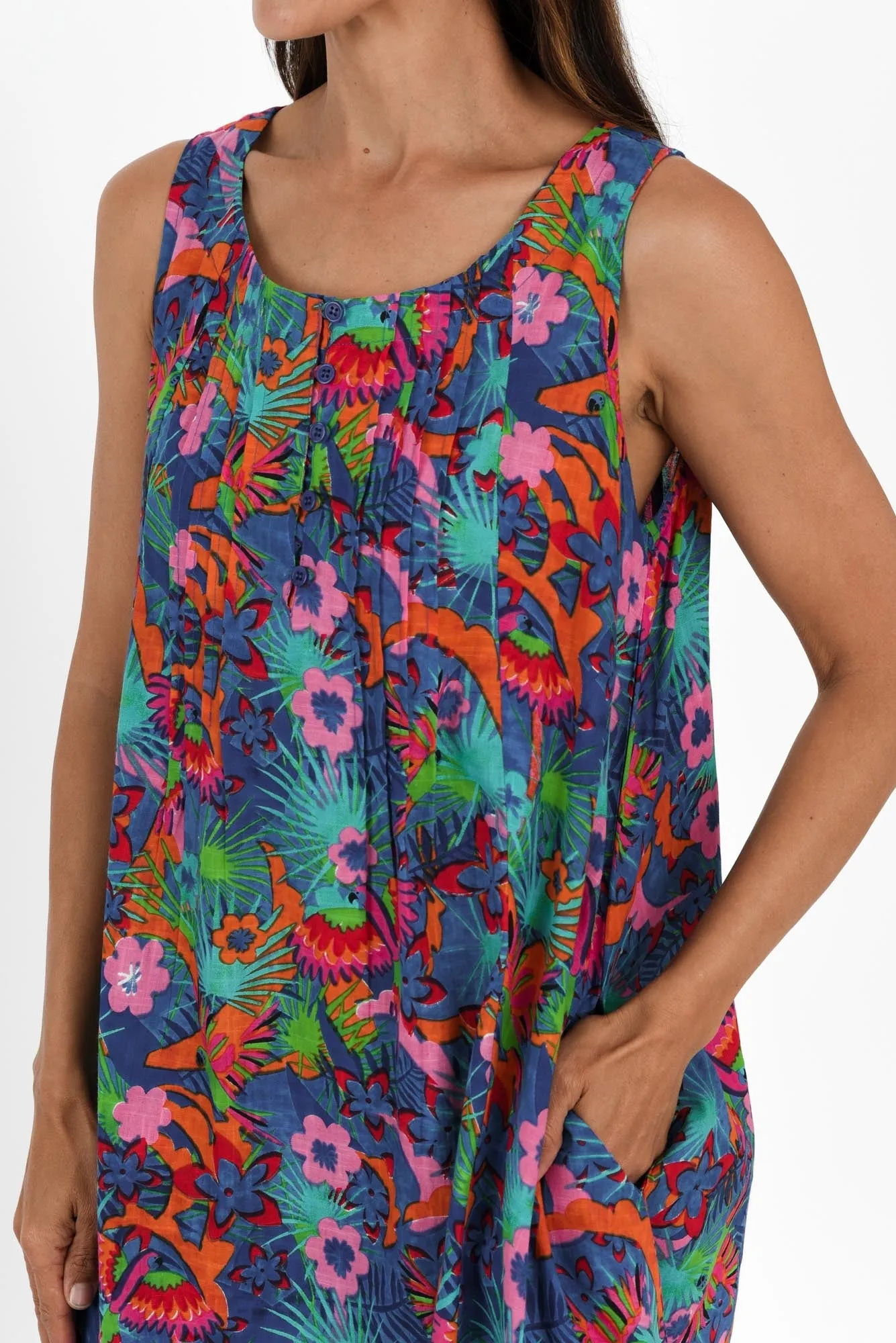 Enya Aqua Flower Crinkle Cotton Dress sold by Blue Bungalow product image thumbnail 5