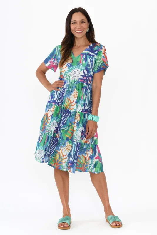Lania Blue Reef Crinkle Cotton Dress sold by Blue Bungalow