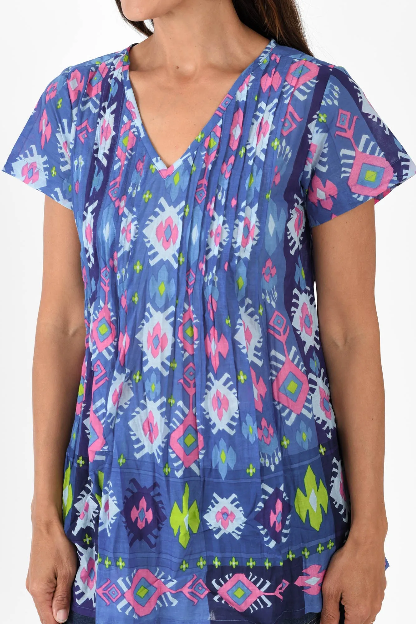 Fia Navy Geo Crinkle Cotton Top sold by Blue Bungalow product image thumbnail 5