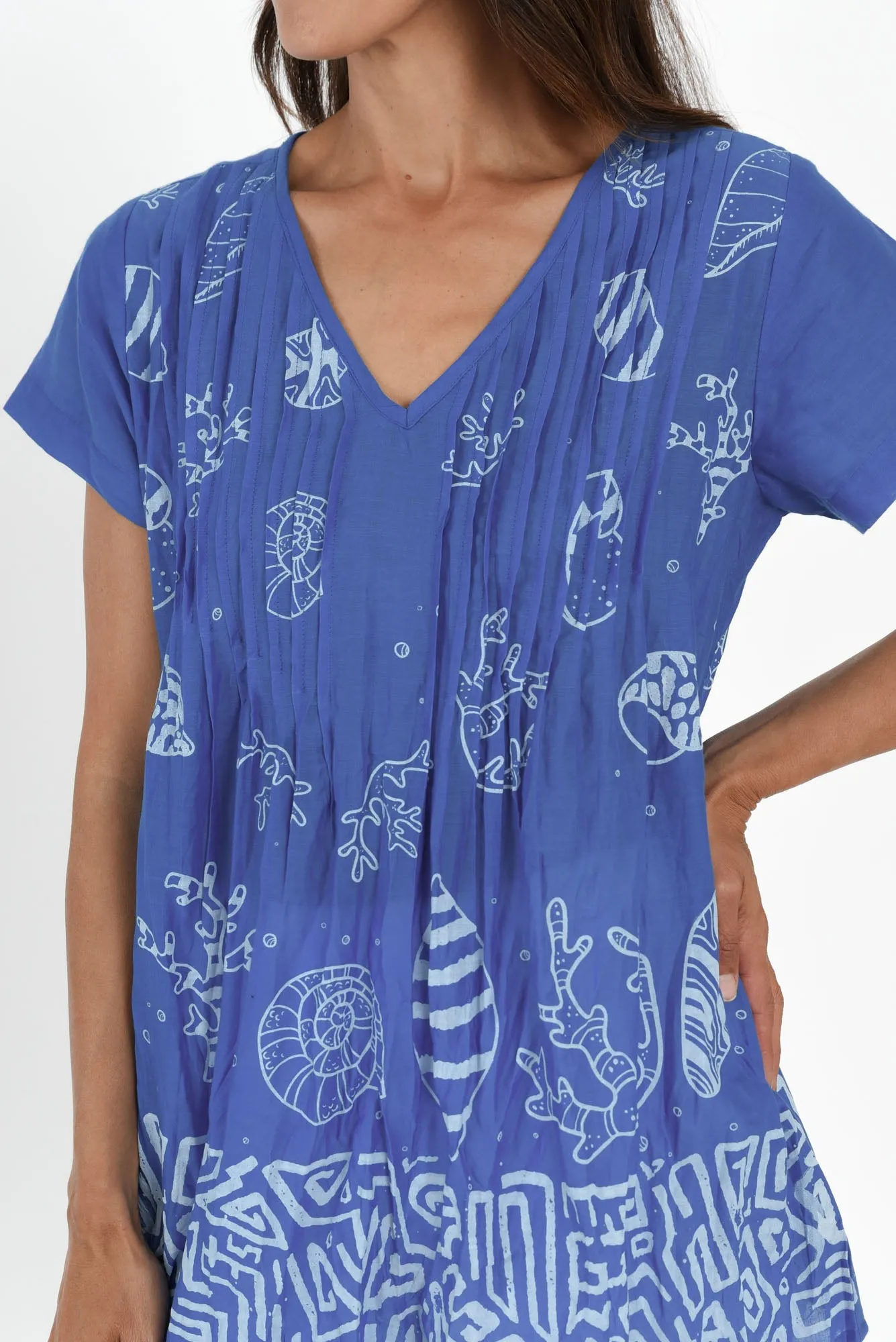 Fia Cobalt Seashell Crinkle Cotton Top sold by Blue Bungalow product image thumbnail 5