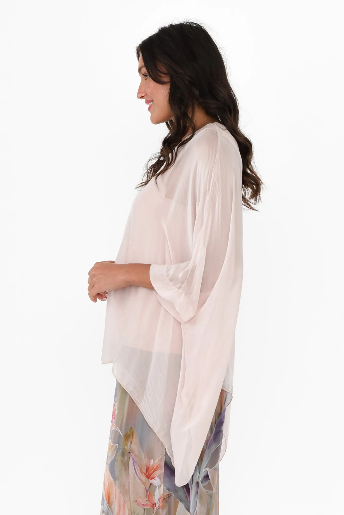 Trevino Pink Silk Overlay Top sold by Blue Bungalow product image thumbnail 3