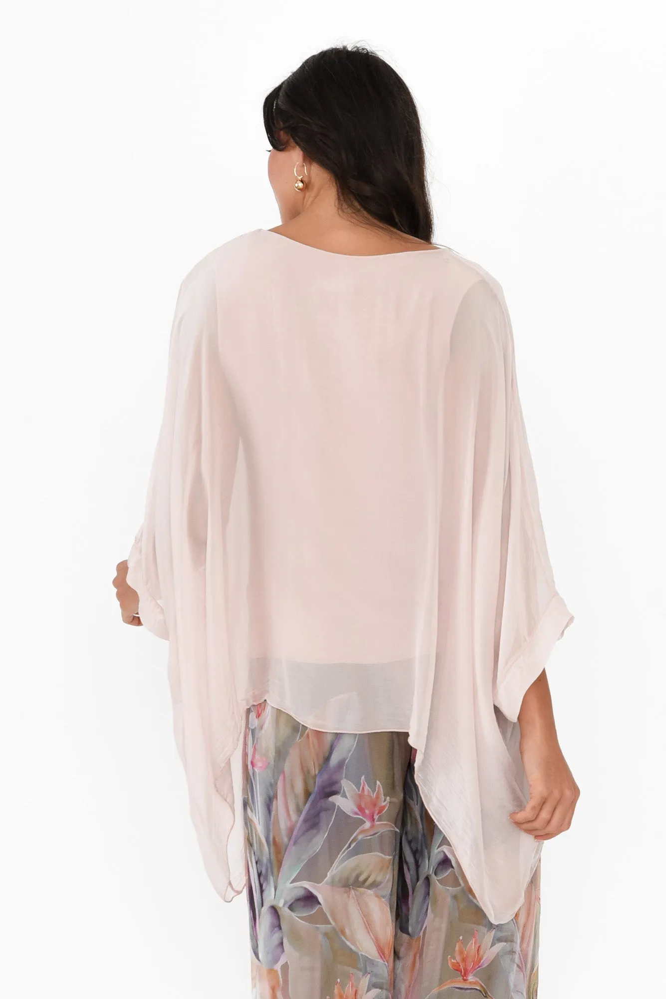 Trevino Pink Silk Overlay Top sold by Blue Bungalow product image thumbnail 4
