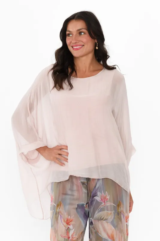 Trevino Pink Silk Overlay Top sold by Blue Bungalow